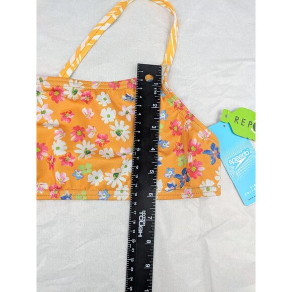 NWT Women's size Large Strappy Fixed Back Bikini Top Yellow Floral Endurance Eco - Picture 7 of 9